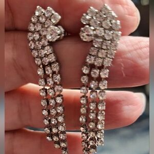 Sophisticated Silver Rhinestone Chandelier Earrings